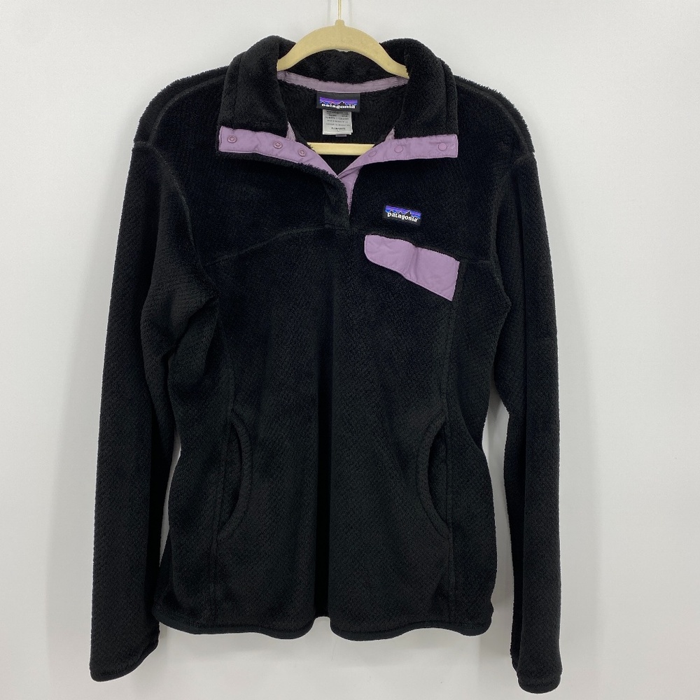 Patagonia Black Teddy Jacket with Purple Accents